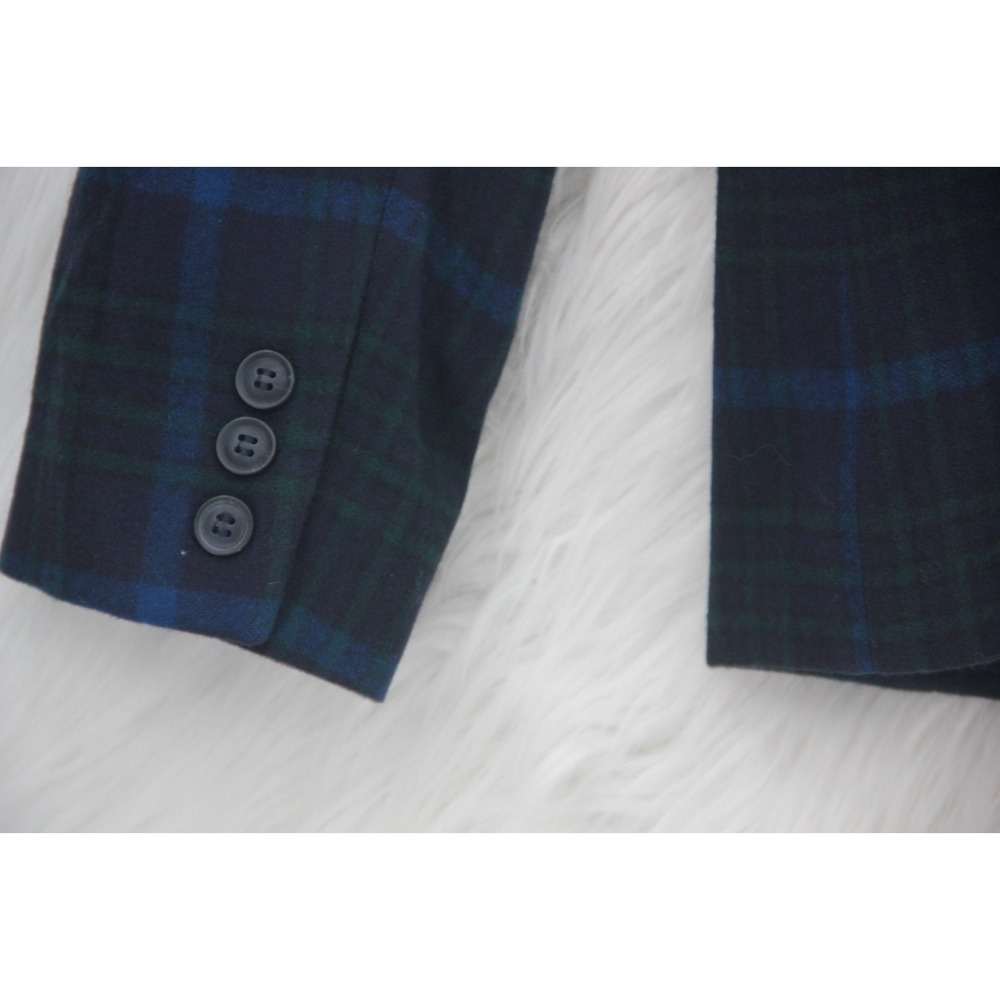 Pendleton Womens 12 Virgin Wool Blazer Jacket 1965 Plaid Green Blue Academia - Picture 12 of 16